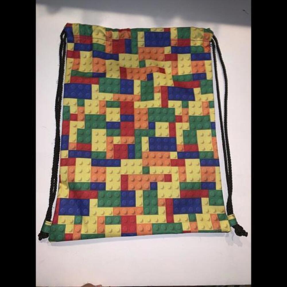 Lego Brick‎ Block Pattern Draw string Backpack School Bag 16”x12”